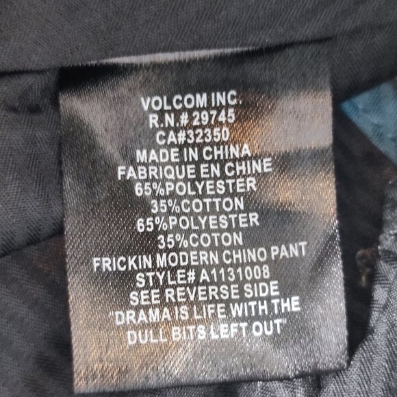 Volcom pants men's size 36 grey colour Frickin Modern Chino Pants style#A1131008 - Picture 7 of 15